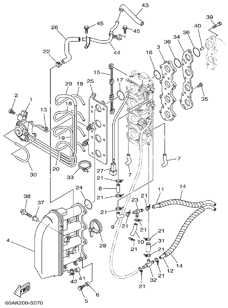 Yamaha F50DET, FT50CET INTAKE parts diagram